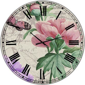 Designart Vintage-Inspired Flowers Ii Large Cottage Wall Clock - 36 x 36