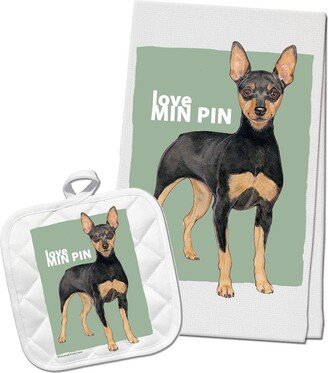 Miniature Pinscher Kitchen Dish Towel & Pot Holder Gift Set