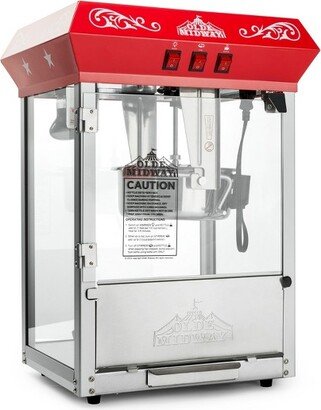 Olde Midway Vintage-Style Tabletop Popcorn Machine Maker Popper with 10 ounce Kettle, Red