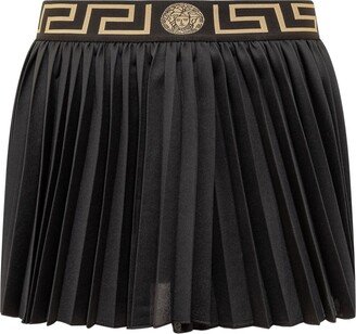 Greca Waistband Pleated Skort