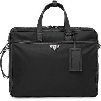 Re-Nylon and Saffiano leather briefcase