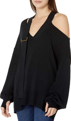 Women's @lucyswhims V-Neck Buckle Slouchy Sweater