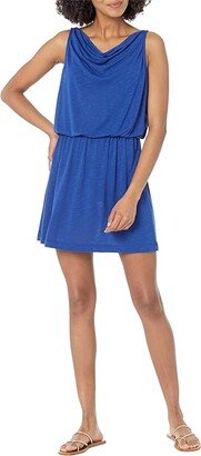 Breezy Basics Reversible Cowl Neck Dress Cover-Up (Deep Water) Women's Swimwear