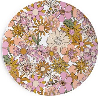 Salad Plates: Chelsea Vintage Floral Garden - Pink Salad Plate, Pink