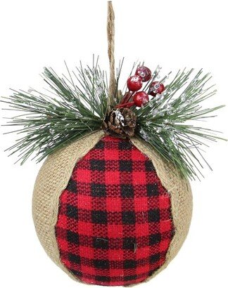 Northlight 5.5 Red and Black Plaid with Burlap Christmas Ornament