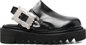 Buckled Leather Mules-AA