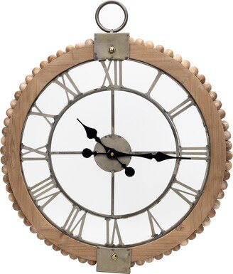 Beaded Wood Wall Clock with Metal Face 30H