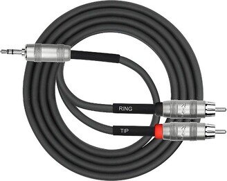 KIRLIN Original Y-Cable 3.5mm TRS Plug - 2 x RCA Plug (Tip/Ring) 6 ft. Black