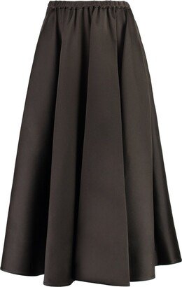 High Waist Pleated Midi Skirt-AA