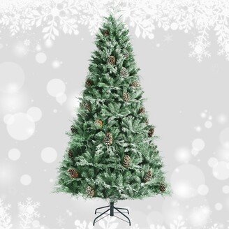 Tangkula 8 Ft Artificial Christmas Tree Mixed PE & PVC Xmas Tree Office and Party Festival Holiday Decor Green