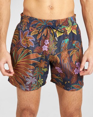 Men's Jungle-Print Swim Trunks