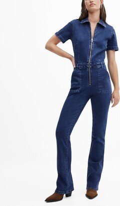 Women's Zipper Detail Denim Jumpsuit