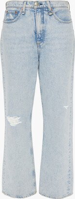 Ruth chain-embellished distressed high-rise straight-leg jeans