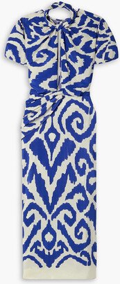 Plantas Marinas cutout printed silk crepe de chine midi dress