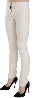 White Mid Waist Skinny Dress Trousers Women's Pants