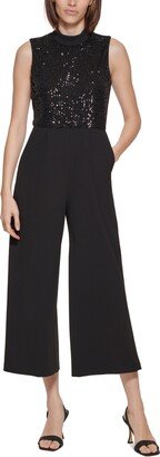 Petite Sequin Top Cropped Jumpsuit