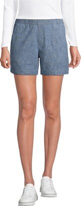 Women's Petite Mid Rise Elastic Waist Pull On 7 Knockabout Chino Shorts