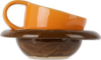 BOMBAC Orange & Brown Splatter Mug & Bowl Set