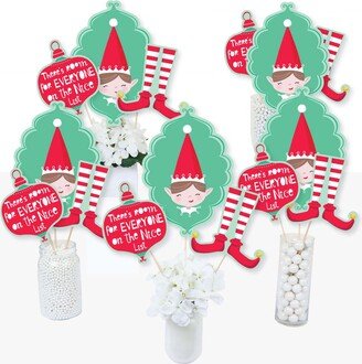 Big Dot Of Happiness Elf Squad - Elf Christmas or Birthday Centerpiece Sticks-Table Toppers-Set of 15