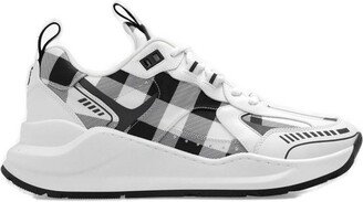 Check Panelled Lace-Up Sneakers