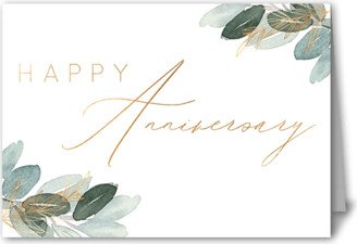 Wedding Anniversary Invitations: Floral Fondness Anniversary Card, White, 5X7, Pearl Shimmer Cardstock, Square