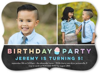 Girl Birthday Invitations: Cupcake Party Birthday Invitation, Grey, Pearl Shimmer Cardstock, Bracket