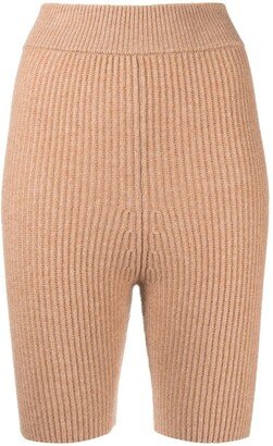 Mira ribbed merino-cashmere shorts