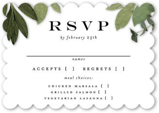 Rsvp Cards: Lit Foliage Wedding Response Card, Black, Signature Smooth Cardstock, Scallop