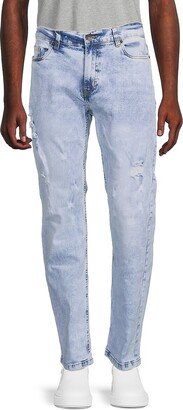 Evolution In Design Wide Leg Faded Distressed Jeans