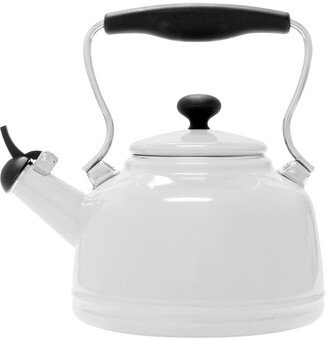 White 1.7 Qt. Enamel-On-Steel Vintage Teakettle