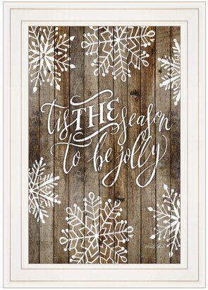 Tis the season Snowflakes by Cindy Jacobs, Ready to hang Framed Print, White Frame, 11