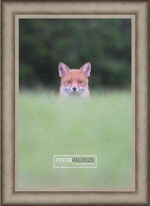 PosterPalooza 16x32 Traditional Antique Silver Complete Wood Picture Frame with UV Acrylic, Backing, & Hardware