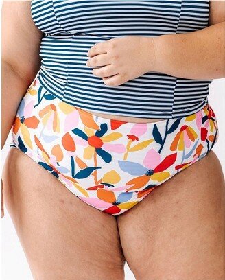 Lime Ricki Swimwear Lime Ricki Women's June Floral/Indigo Stripe Reversible Ultra High-Waist Bottom