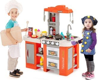67 Pieces Play Kitchen Set for Kids with Food and Realistic Lights and Sounds - 24.5 x 15 x 29