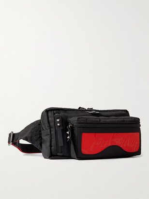 Loubideal Studded Rubber-Trimmed Shell and Mesh Belt Bag