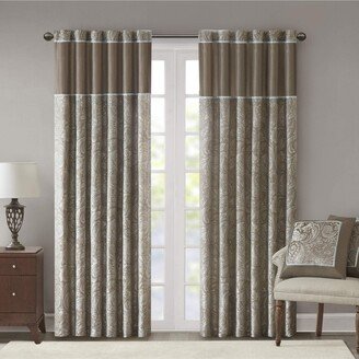 Gracie Mills Aubrey Jacquard Curtain Panel Pair - 50x84 - Blue/Brown - Blue/brown