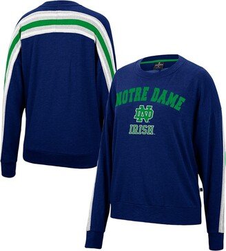 Women's Heathered Navy Notre Dame Fighting Irish Team Oversized Pullover Sweatshirt