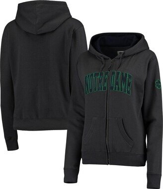 Women's Charcoal Notre Dame Fighting Irish Arched Name Full Zip Hoodie