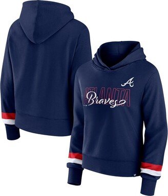 Women's Branded Navy Atlanta Braves Over Under Pullover Hoodie