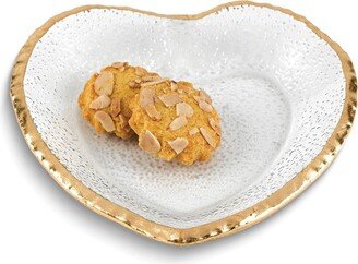 Curata Handcrafted Lead-Free Glass Goldleaf Trimmed Heart Shaped Bowl