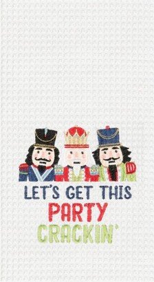 Let's Get Party Crackin Embroidered & Waffle Weave Kitchen Towel