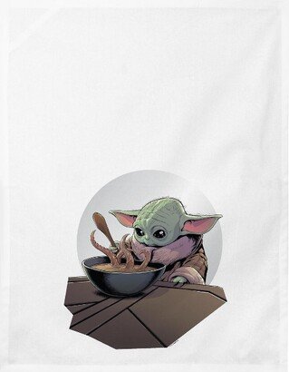 The Mandalorian Grogu Dinner Time White Dish Towel