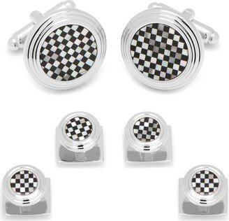 Men's Checker Cufflink and Stud Set