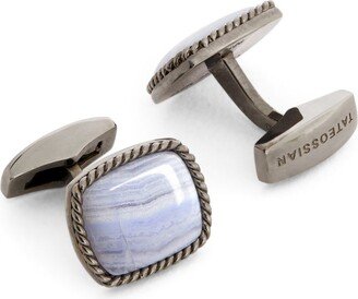 Sterling Silver And Agate Cufflinks