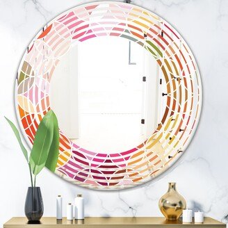 Designart 'Geometrical Retro Design II' Printed Modern Round or Oval Wall Mirror - Wave