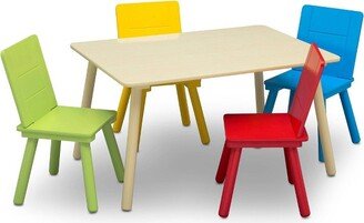 Kids' Table and Chair Set 4 Chairs Included- Natural/Primary