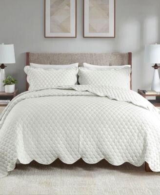 Nala Scalloped Edge Crinkle Microfiber 3 Piece Quilt Set Collection