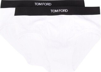 Woman's Two White Cotton Briefs With Logo