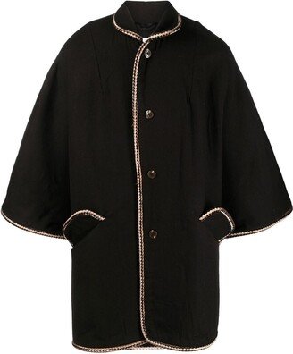 Contrast-Trim Detail Cape Coat