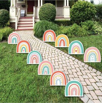 Big Dot Of Happiness Hello Rainbow Outdoor Boho Baby Shower & Birthday Party Yard Decor - 10 Piece